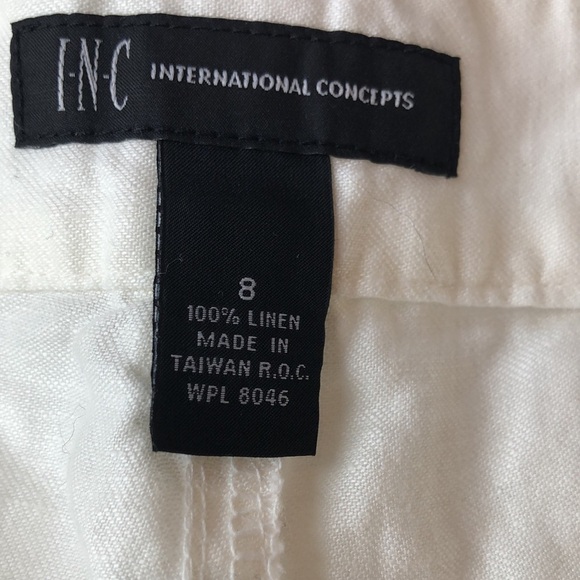 INC International Concepts White Linen Wide Leg Trousers Women’s Size 8 NWOT - Picture 3 of 12